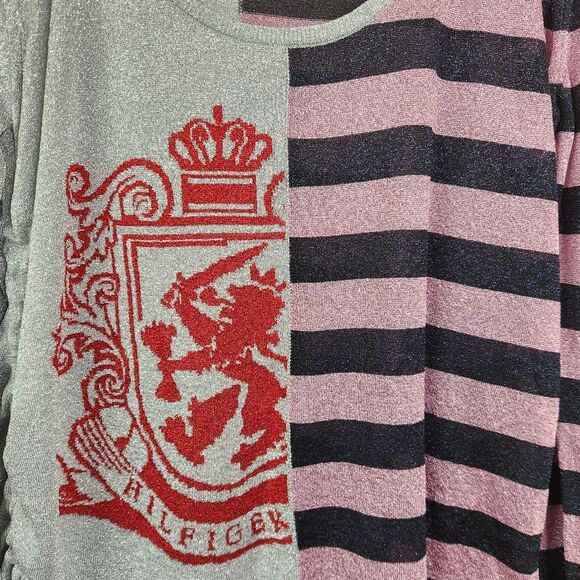 Hilfiger Collection LS Colorblock Crest Shield Drawstring Lightweight Sweater XS - Picture 9 of 9